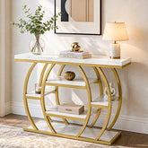 Tribesigns Console 105 cm, Table d’Entrée Étroite à 5 Niveaux avec Plateau Effet Marbre 3