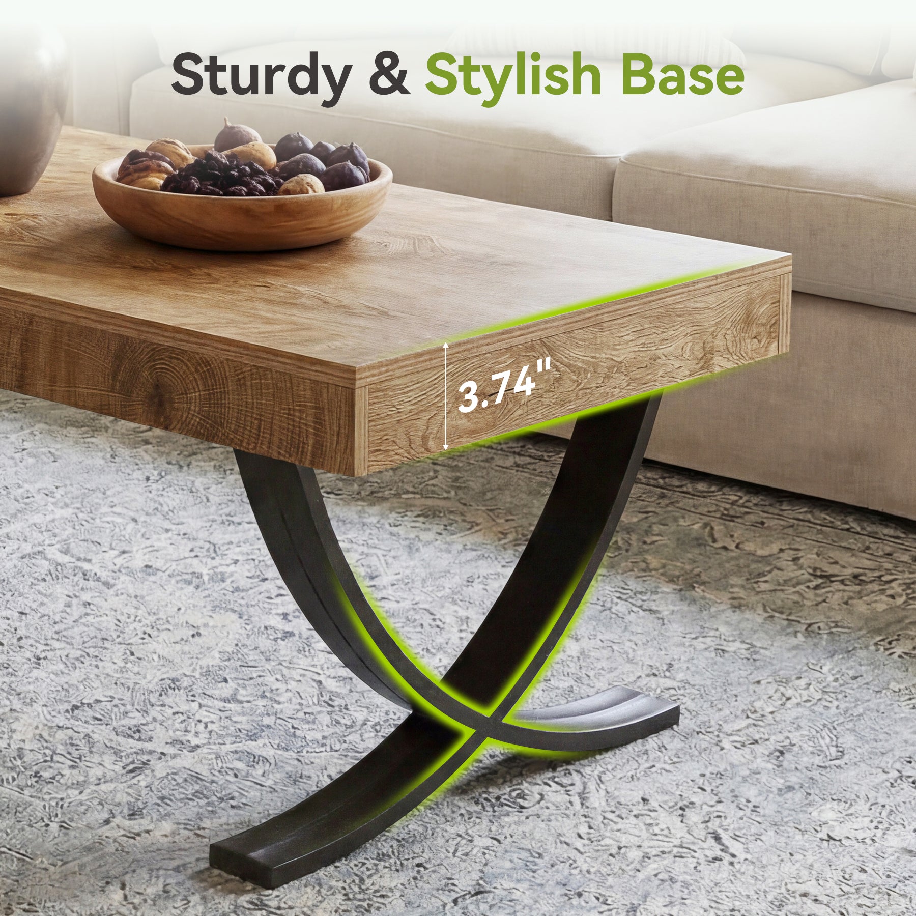 Tribesigns Table basse rectangulaire, 120 cm Table de salon style industriel avec structure en métal
