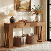 Tribesigns Console en Bois Massif de 160 cm, Table d’Entrée Étroite Style Rustique 3