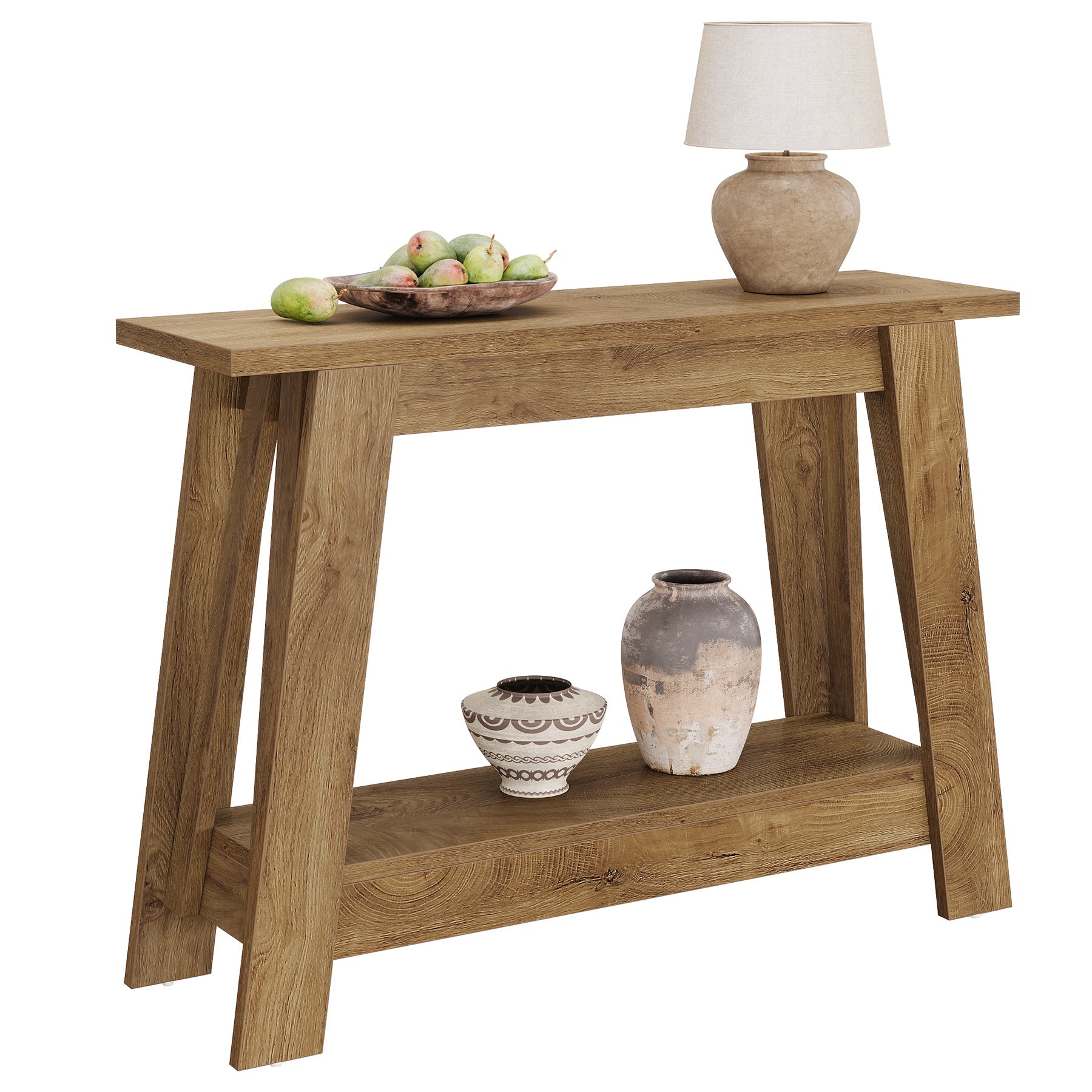Tribesigns Console de style campagnard de 105 cm, Table d'entrée étroite à 2 niveaux avec espace de rangement