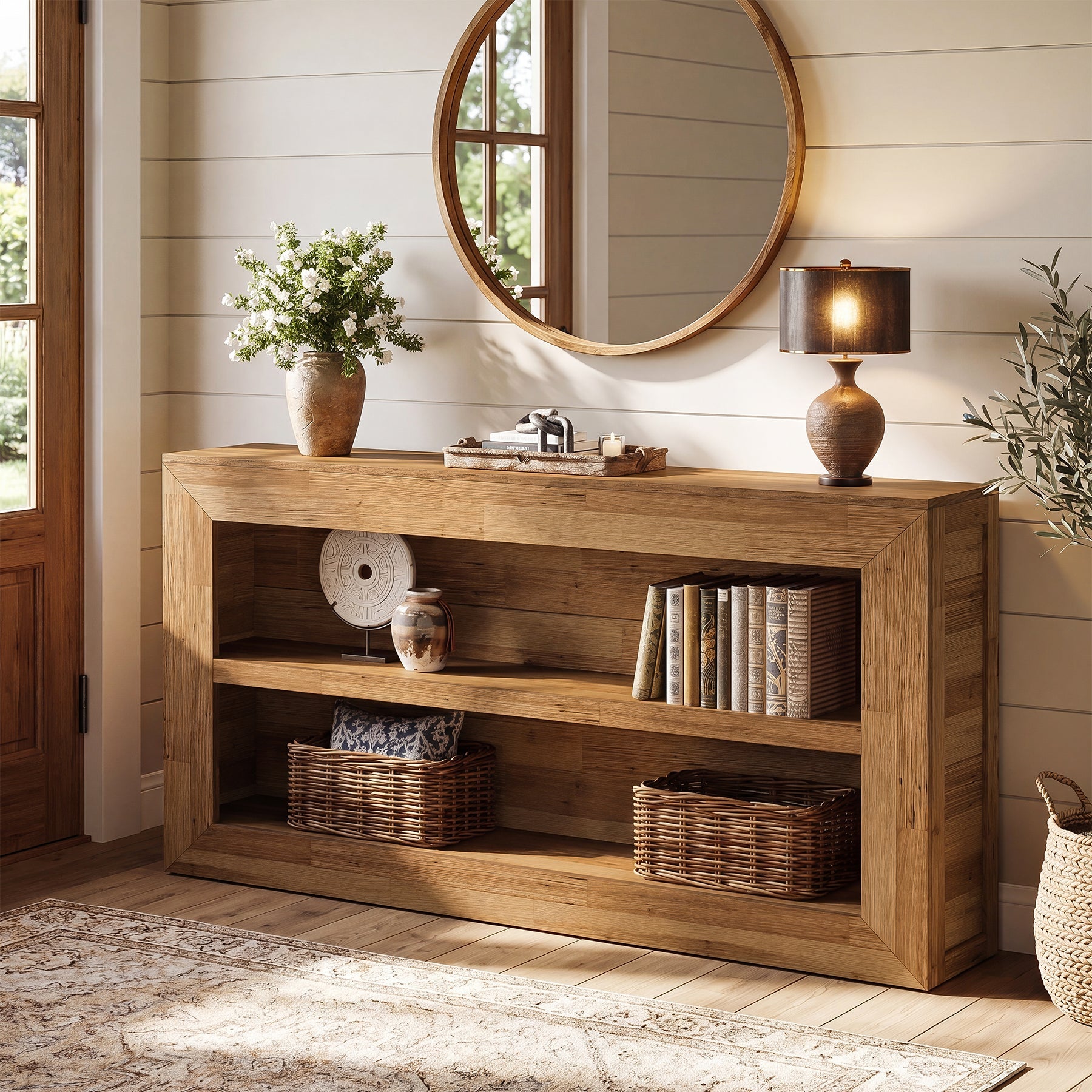 Tribesigns Console de 160 cm, Table de Canapé avec Rangement Ouvert à 2 Niveaux