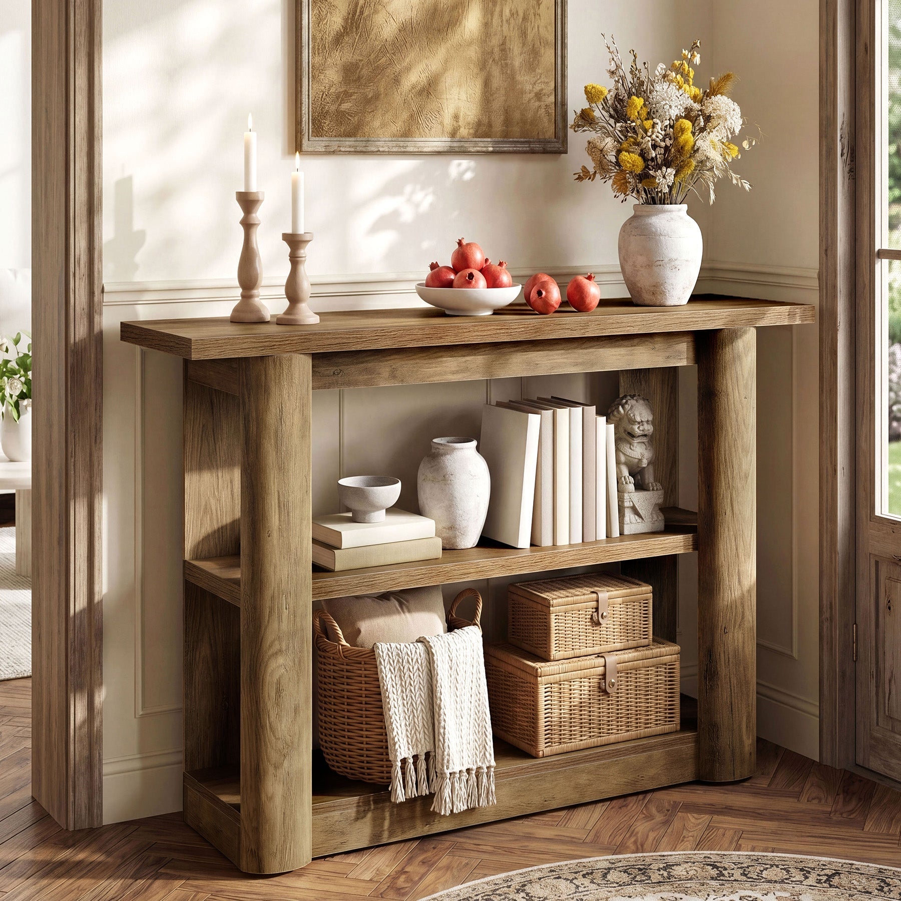 Tribesigns Console de 105 cm, Table d'entrée étroite avec 3 étagères et structure épaisse