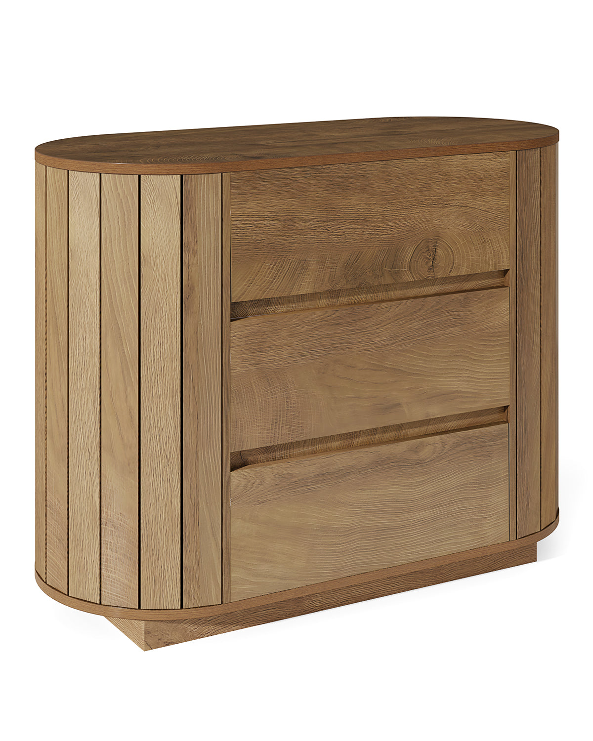 Tribesigns Commode Moderne Effet Chêne 90 cm avec 3 Tiroirs et Côtés à Lattes
