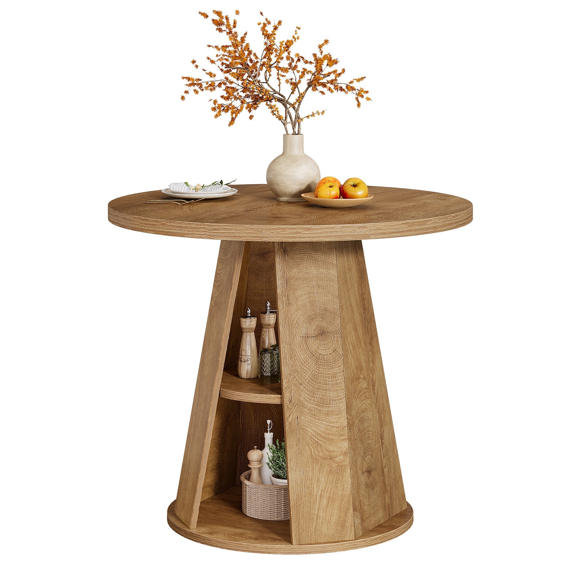 Tribesigns Ronde Eettafel 80 cm voor 2-4 Personen, Kleine Keukentafel
