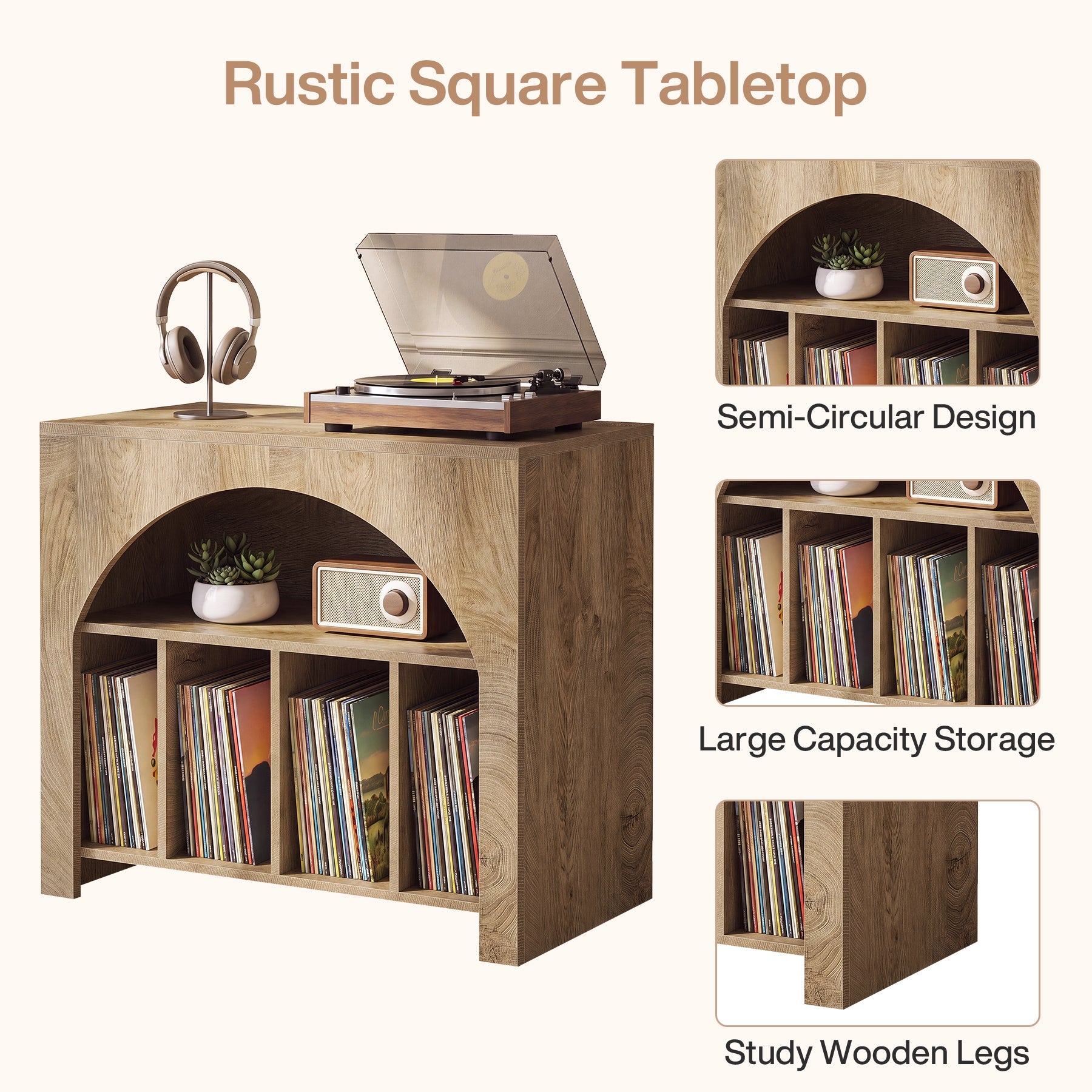 Tribesigns Meuble pour Platine Vinyle avec Rangement pour Disques