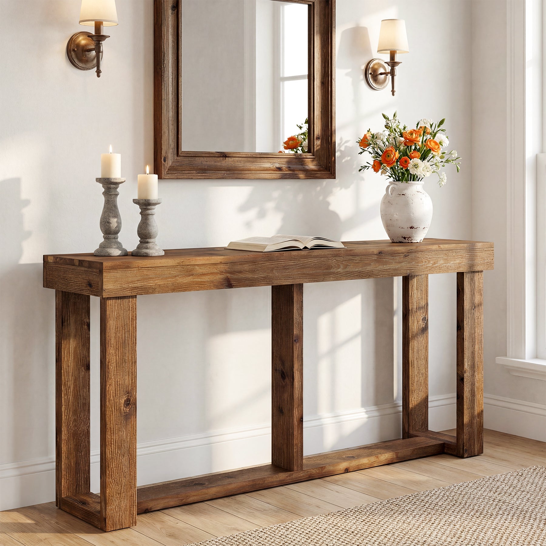 Tribesigns Console Étroite de 160 cm, Table de Salon Style Rustique pour Salon et Entrée