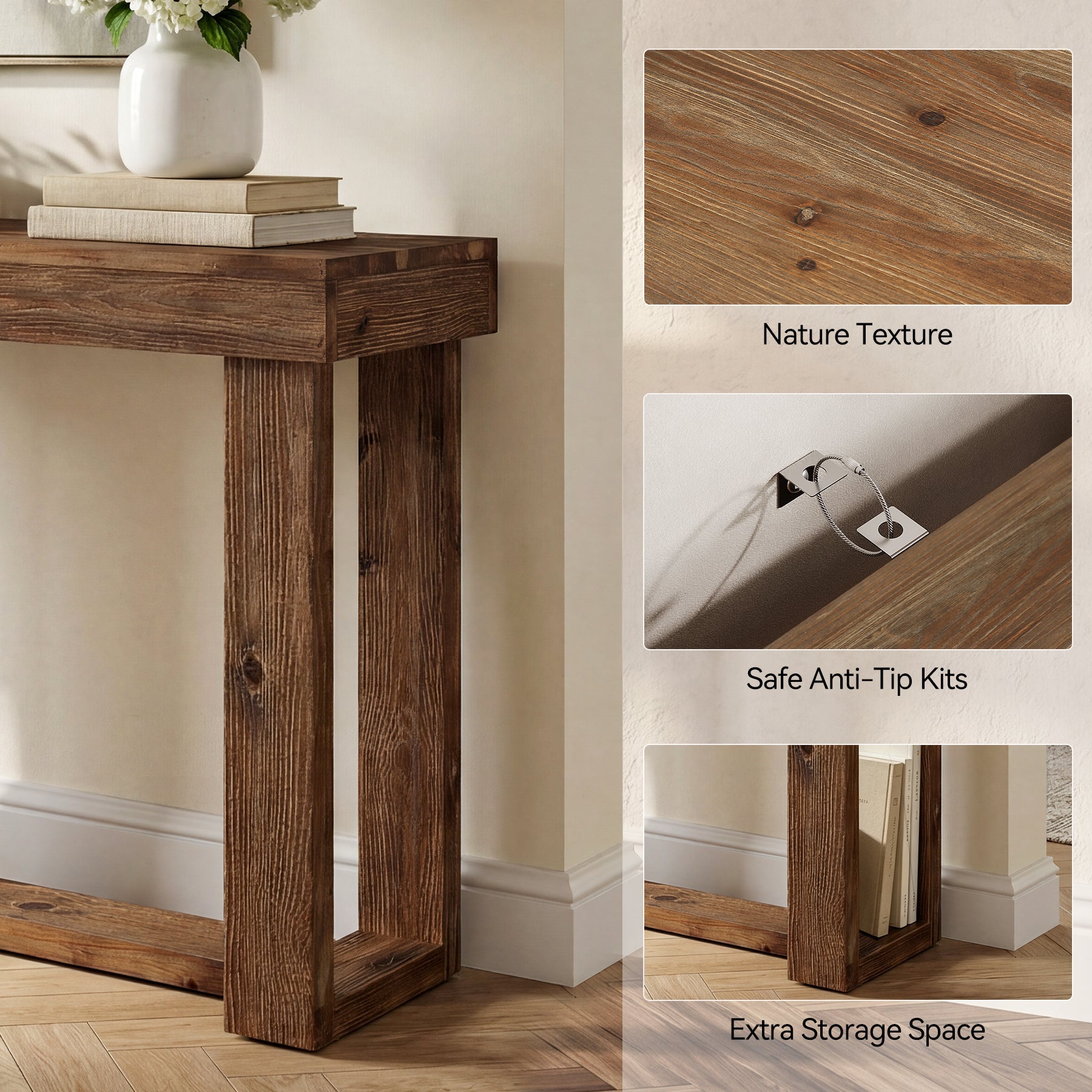 Tribesigns Console Étroite de 160 cm, Table de Salon Style Rustique pour Salon et Entrée
