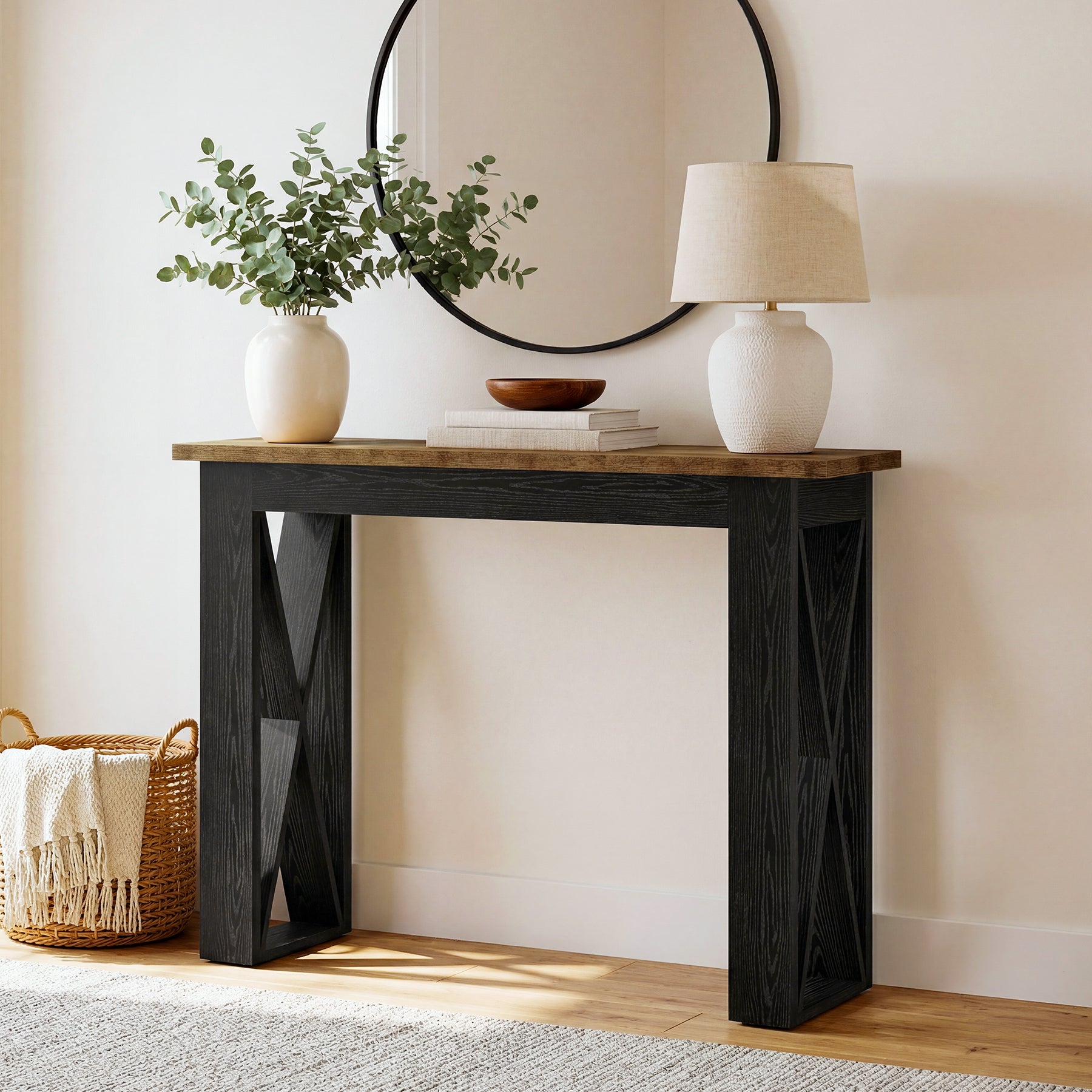 Tribesigns Console de 105 cm, table étroite derrière canapé avec pieds en X