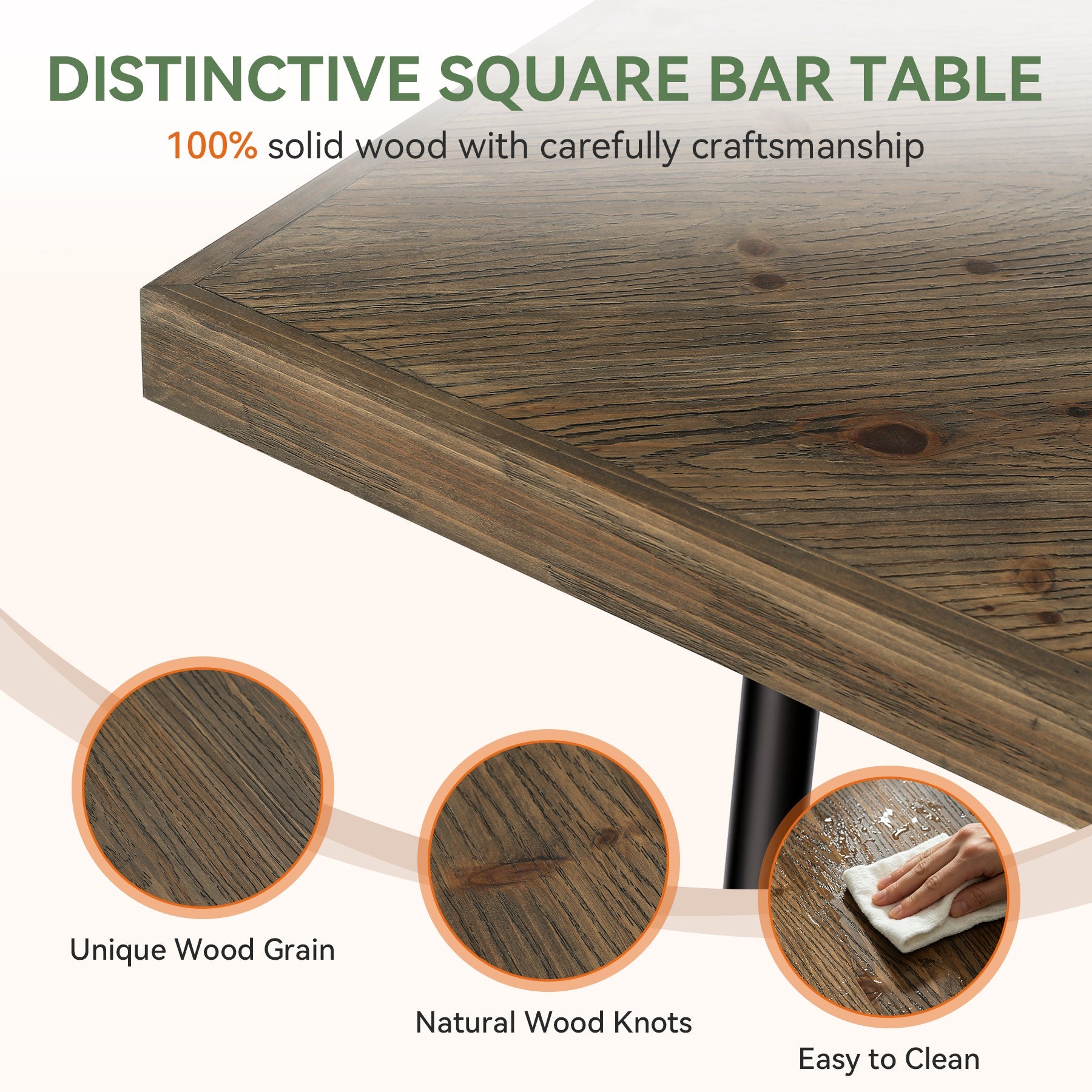 Tribesigns Table de bar carrée de 90 cm, table haute pour cocktails et café (table uniquement)