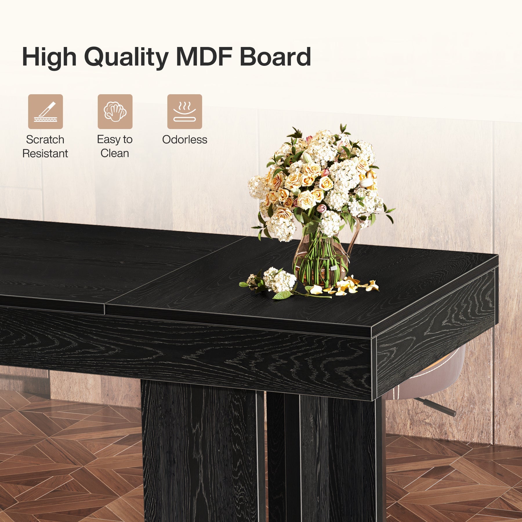 Tribesigns Table de Bar Rectangulaire 180 x 50 x 85 cm avec Pieds Robustes pour Cuisine