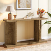 Tribesigns Console de 140 cm de long, Style campagnard console étroite à deux niveaux avec piètement 3
