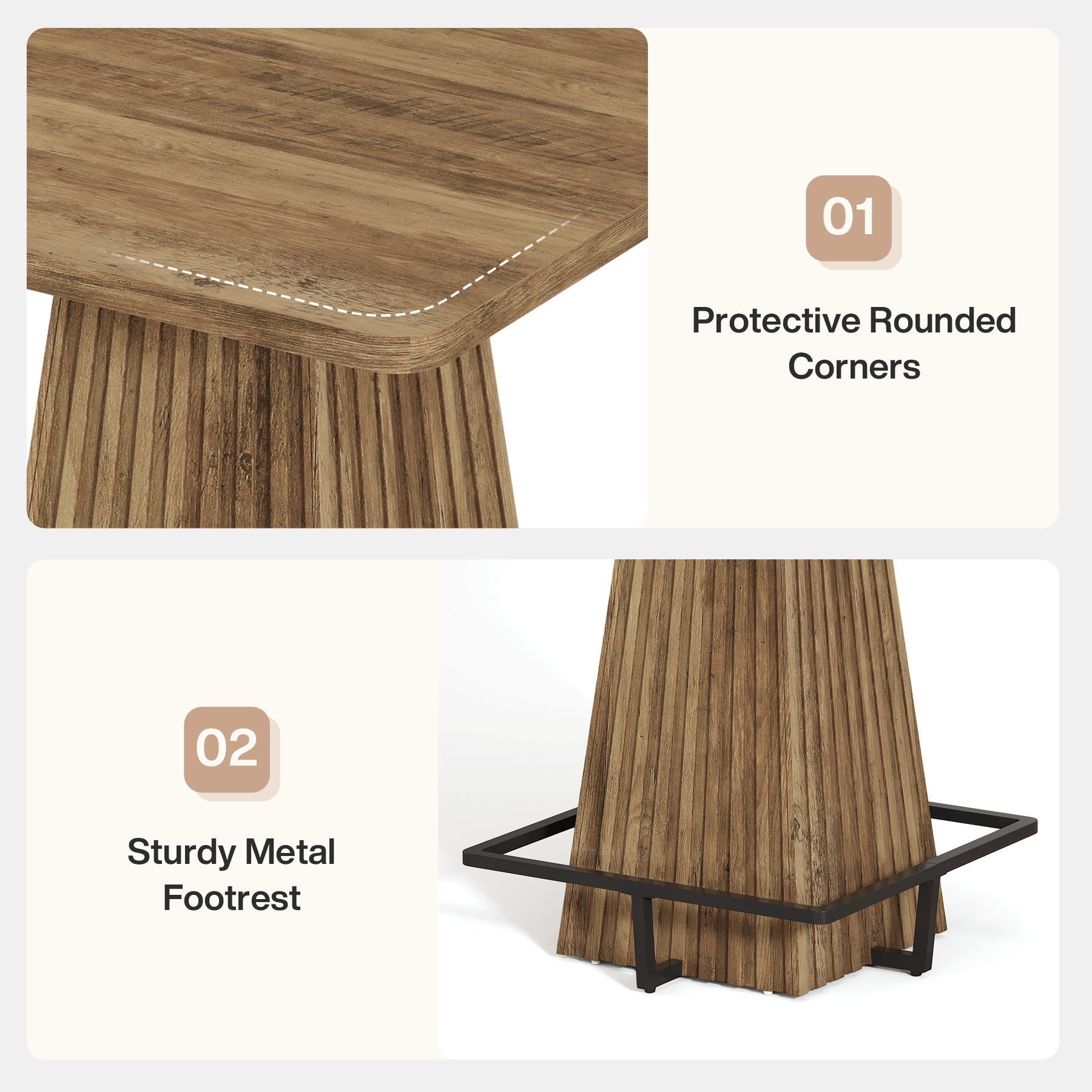 Tribesigns Table de Bar de 80 cm, Table de Cuisine avec Repose-Pieds Métallique
