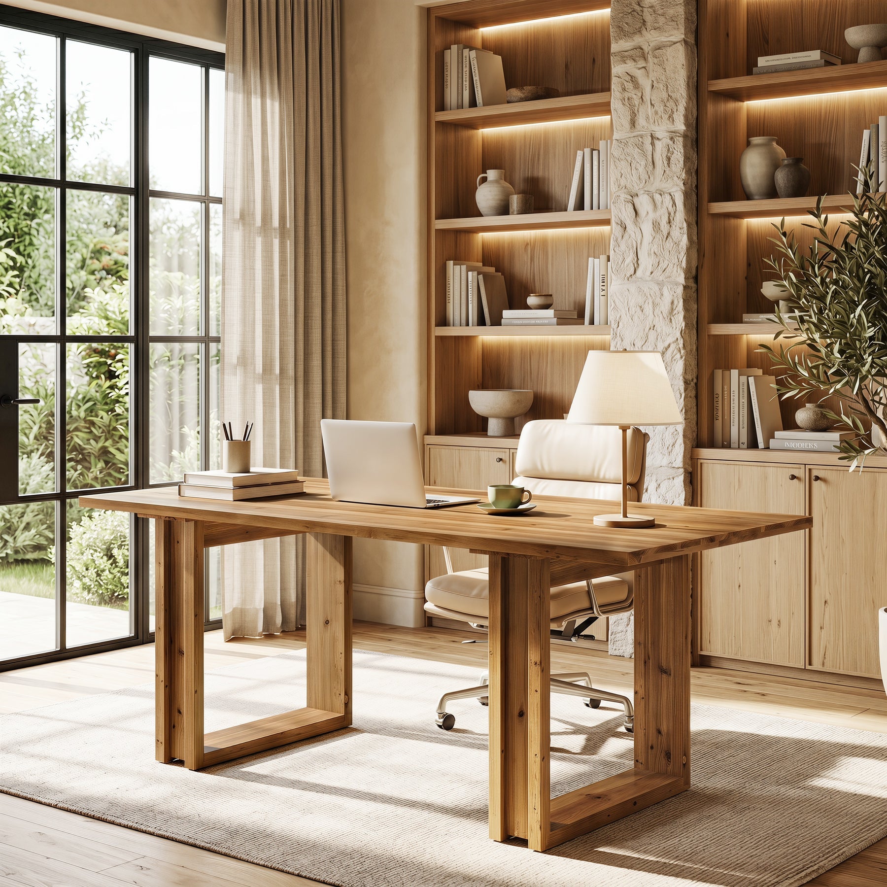 Tribesigns Bureau en Bois Massif de 160 cm, Grand Bureau à Domicile en Sapin