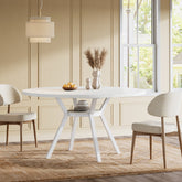 Tribesigns Table à manger ronde, Table de cuisine moderne de 120 cm pour 4 personnes 3
