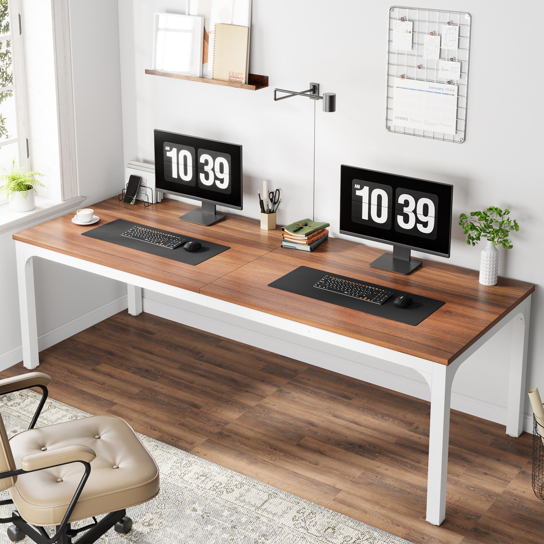 Tribesigns Bureau d'ordinateur, Bureau informatique Table longue pour deux