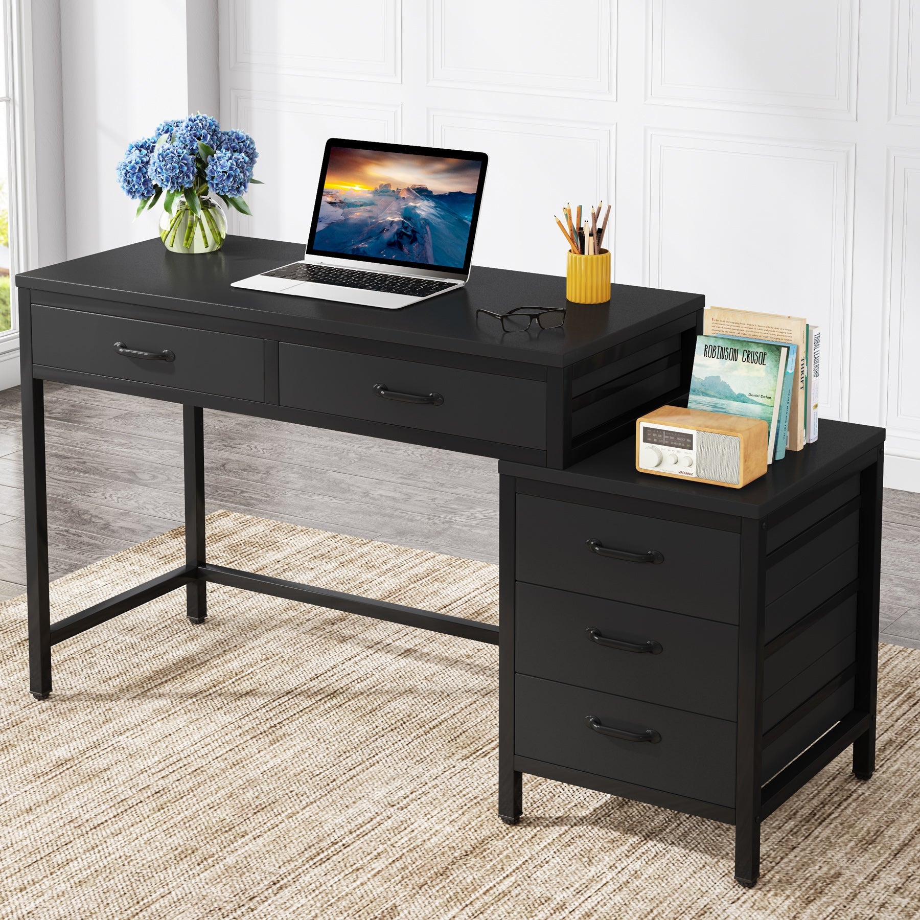 Tribesigns Bureau d'ordinateur, Bureau d'étude à domicile avec tiroir réversible