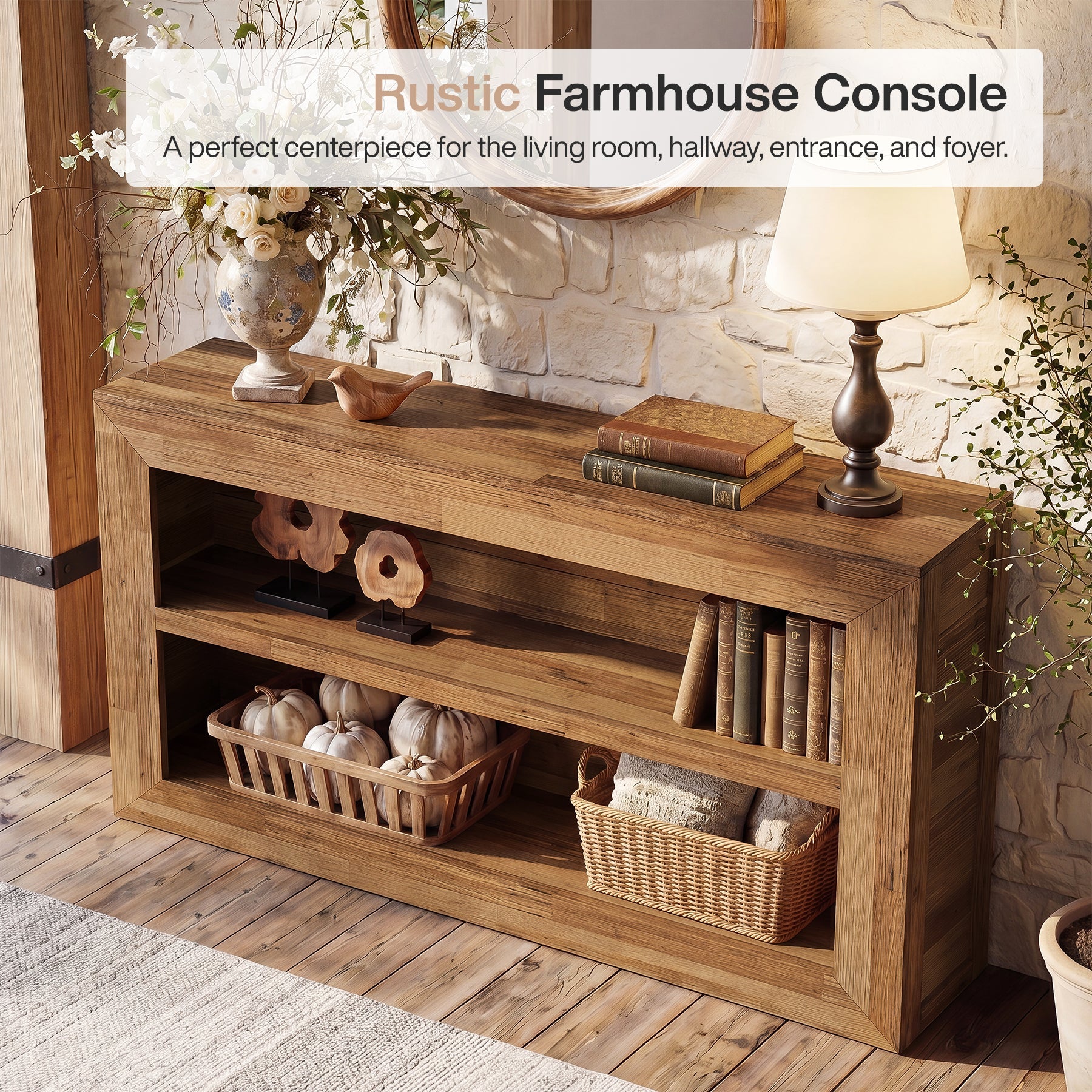 Tribesigns Console de 160 cm, Table de Canapé avec Rangement Ouvert à 2 Niveaux
