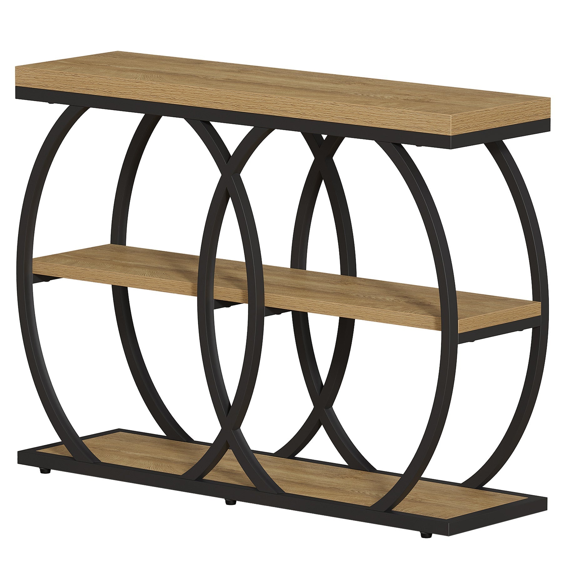 Tribesigns Industriële Consoletafel van 105 cm, 3-laags Bijzettafel met Opbergruimte