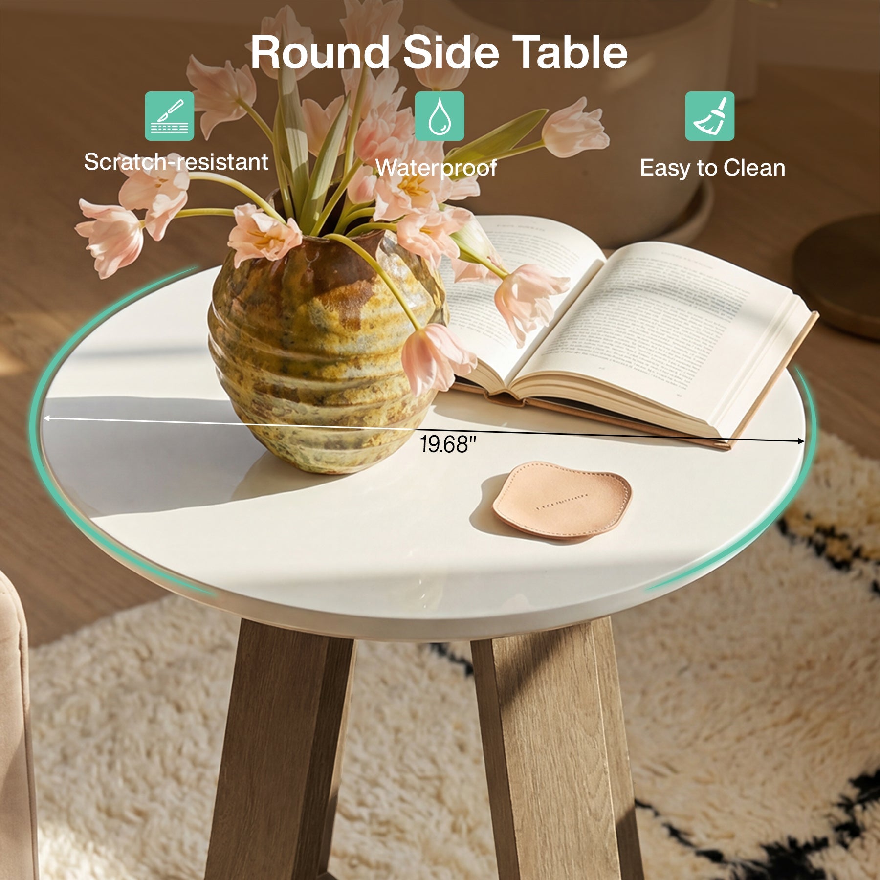 Tribesigns Table d’appoint ronde de 50 cm, table d’appoint moderne pour salon