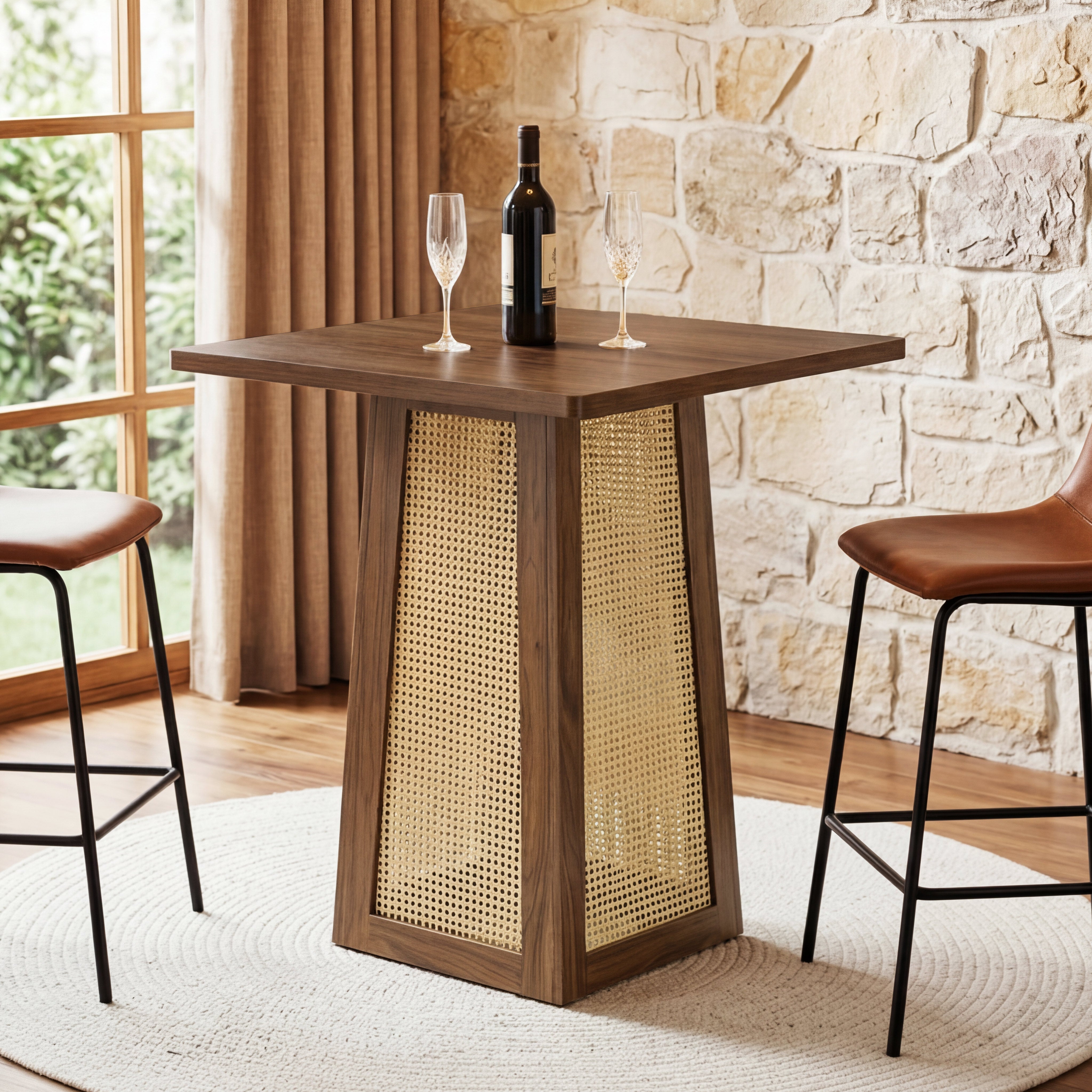 Tribesigns Table de Bistrot Carrée 80 x 80 cm, Table à Manger avec Pied Central, Idéale pour Bar à Domicile