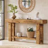 Tribesigns Console en Bois Massif 160 cm à 2 Niveaux pour Entrée 3