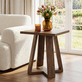 Tribesigns Table d’Appoint Carrée Style Rustique avec Base Croisée 3