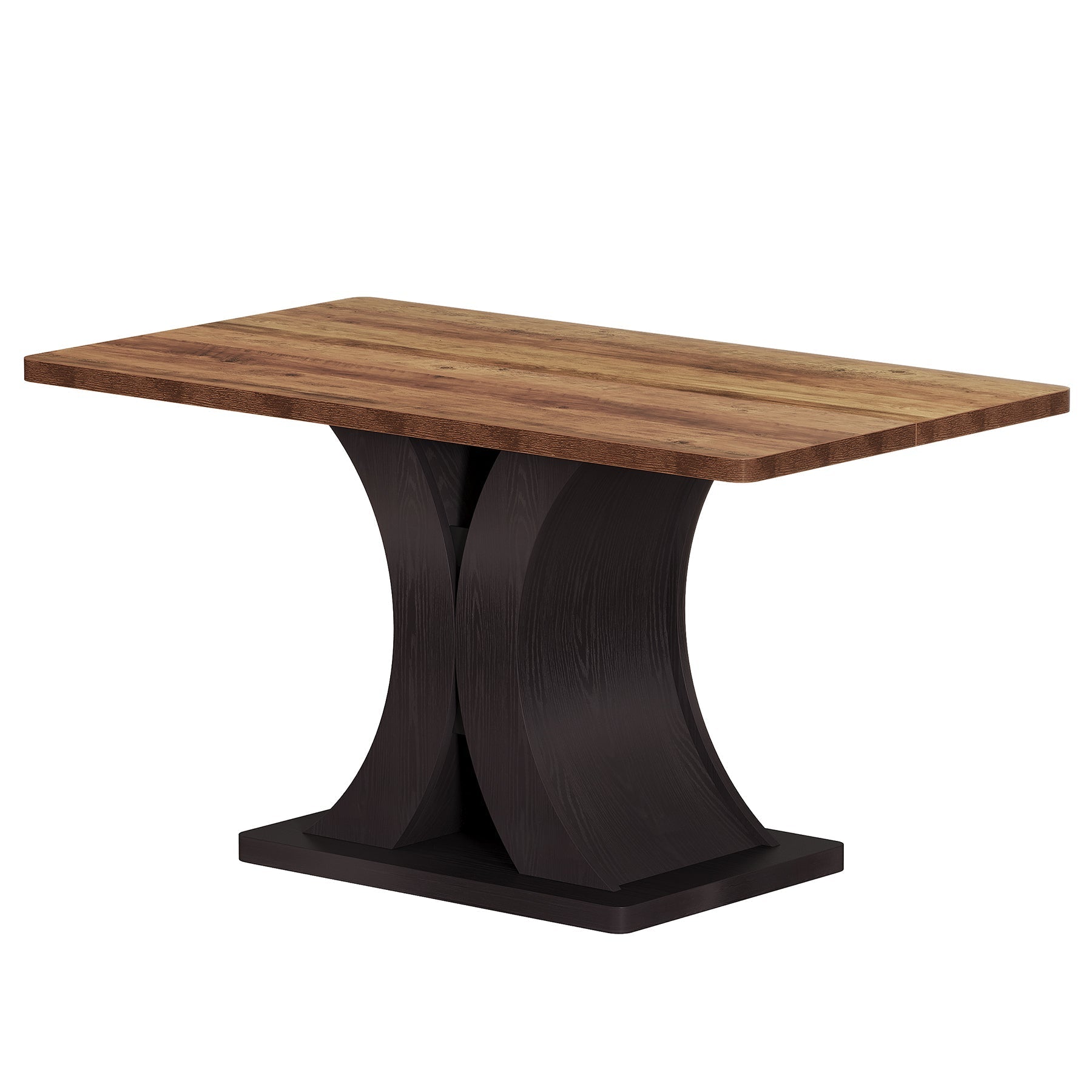 Table de salle à manger 140 cm pour 4 à 6 personnes, Table de cuisine rectangulaire de style champêtre