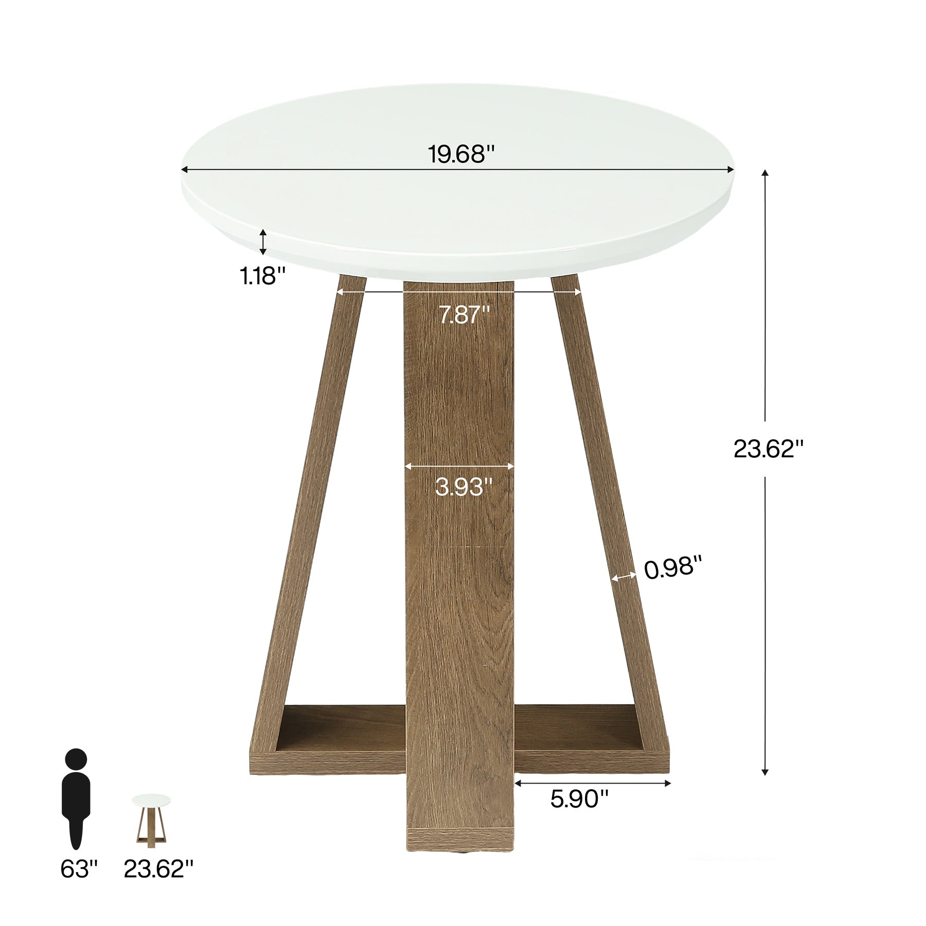 Tribesigns Table d’appoint ronde de 50 cm, table d’appoint moderne pour salon