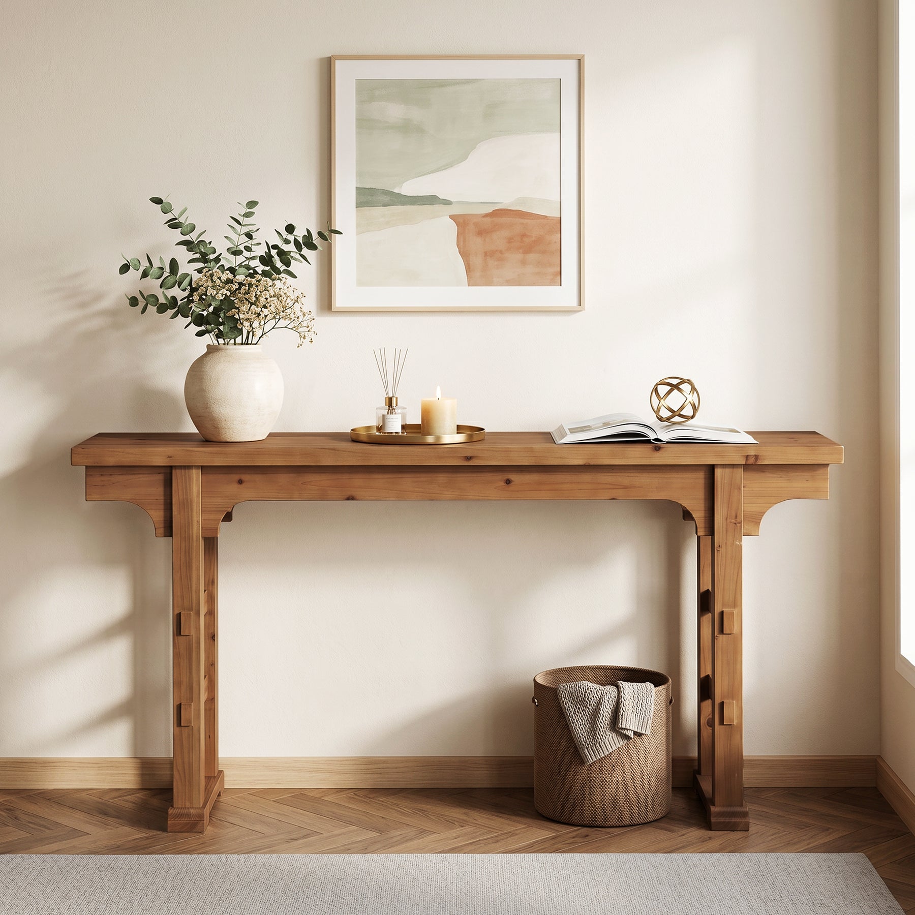 Tribesigns Console d’Entrée Industrielle en Bois et Métal, 160 x 30 x 85 cm