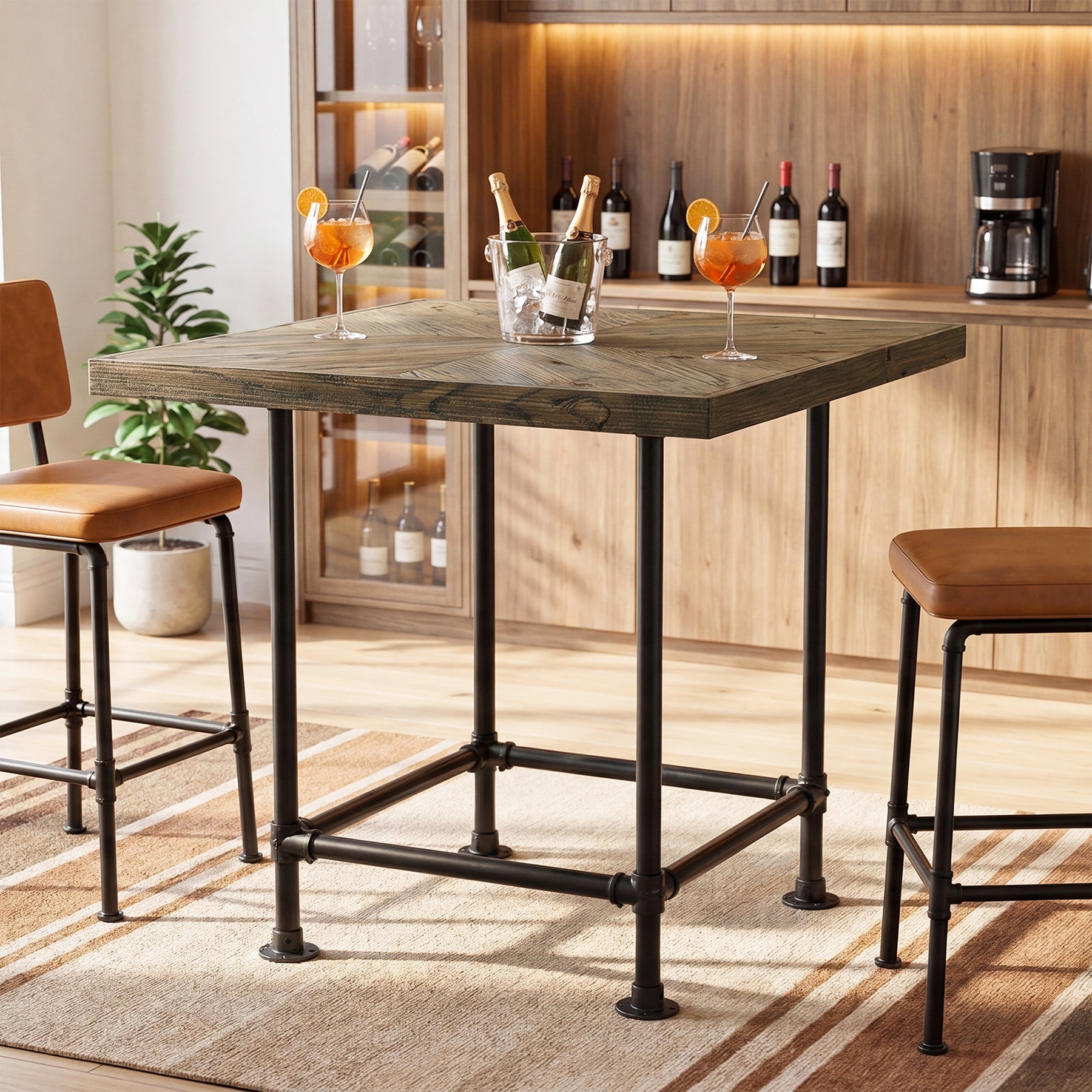 Tribesigns Table de bar carrée de 90 cm, table haute pour cocktails et café (table uniquement)