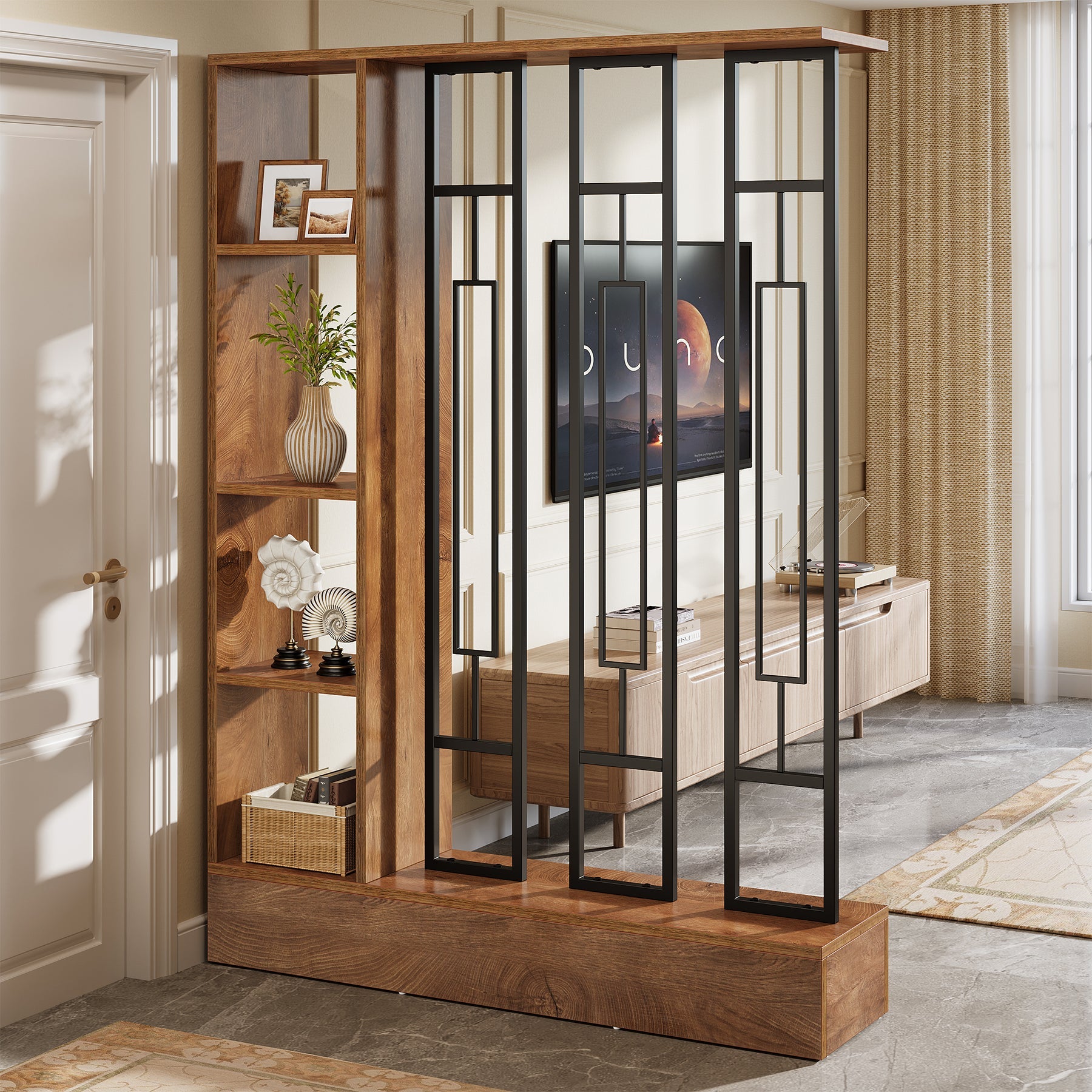 Tribesigns Séparateur de Pièce Autoportant Moderne 180 cm avec Étagères