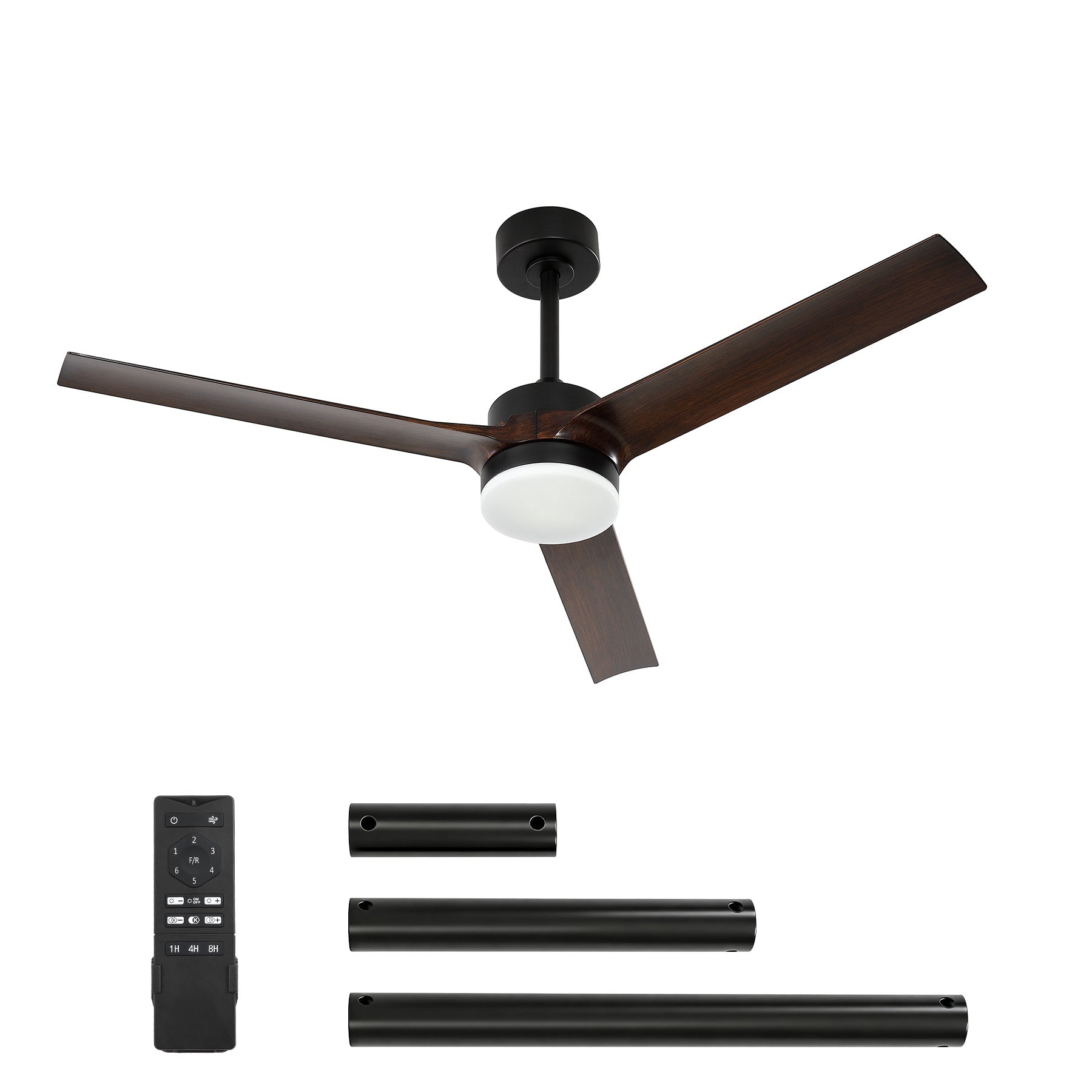 Tribesigns Ventilateur de plafond de 130 cm avec éclairage et télécommande, éclairage LED à intensité variable, fonction réversible, moteur CC silencieux
