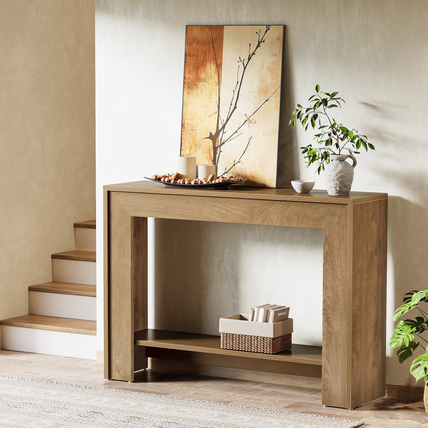 Tribesigns Console Étroite de 105 cm avec Rangements Ouverts, Idéale pour Entrée et Salon