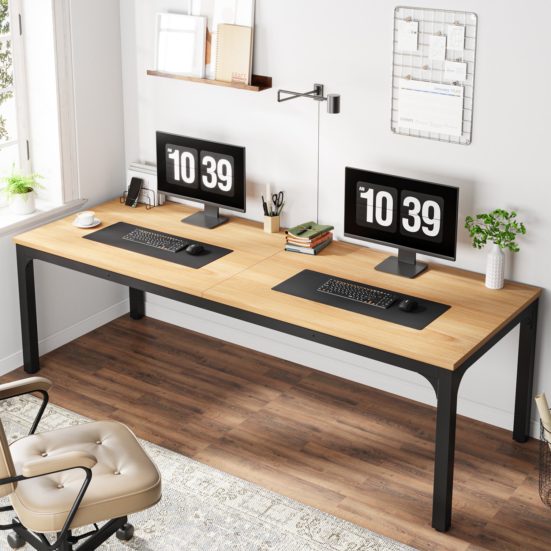 Tribesigns Bureau d'ordinateur, Bureau informatique Table longue pour deux