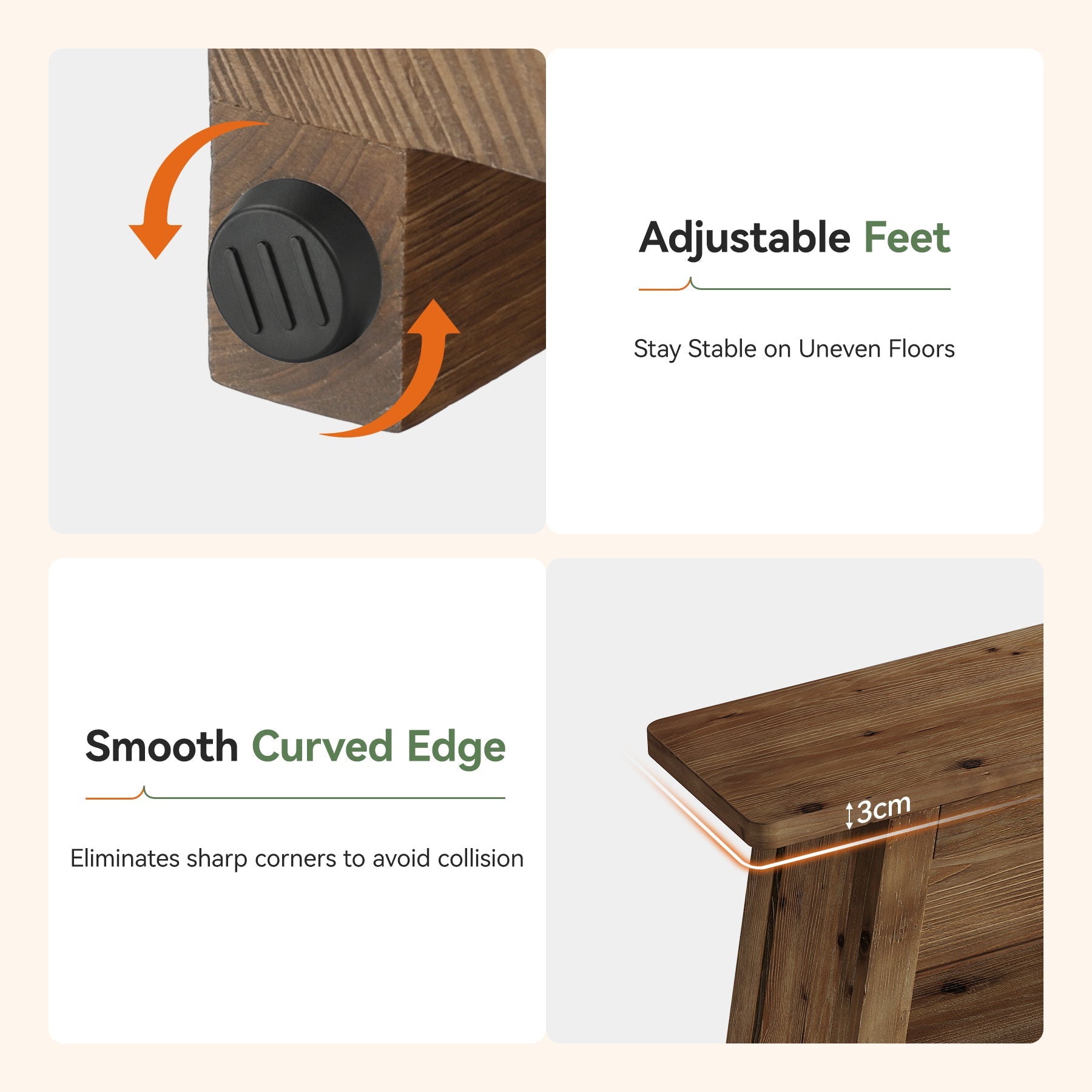 Tribesigns Console en bois massif de 120 cm à 3 niveaux, style rustique pour entrée et couloir