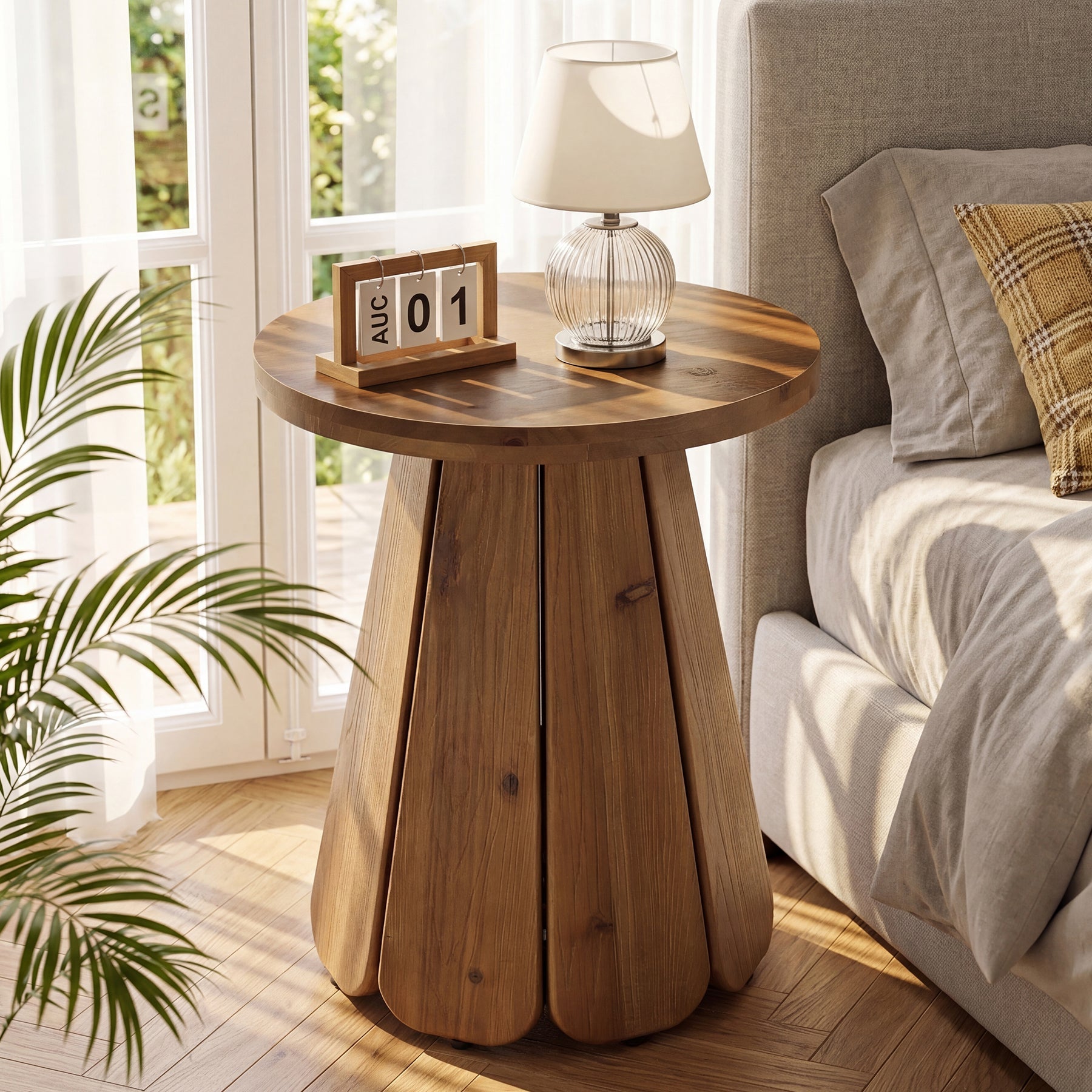 Tribesigns Table d’appoint ronde de 50 cm avec base évasée, petite table de chevet