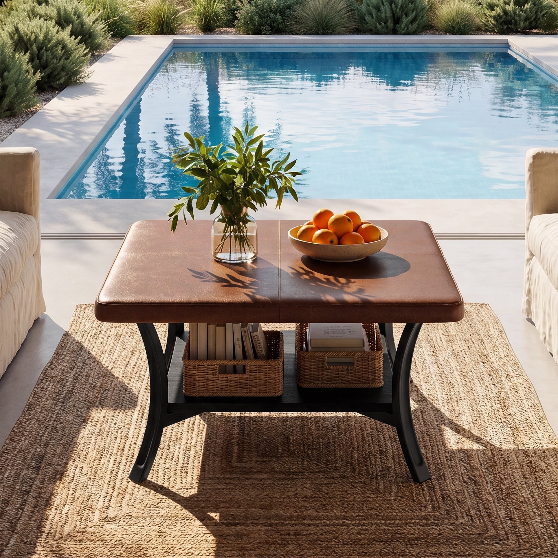 Tribesigns Table Basse Carrée 80 cm avec Revêtement en Similicuir pour Salon