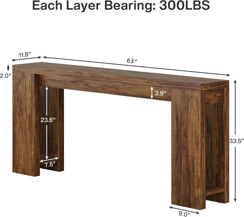 Tribesigns Console 160 cm, Boerenstijl Sofa Tafeltje Hal Bijzettafeltje