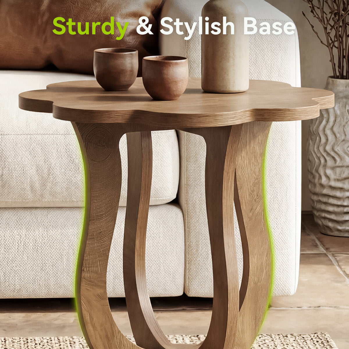 Tribesigns Table d’appoint moderne de 65 cm, plateau en forme de fleur et pied artistique
