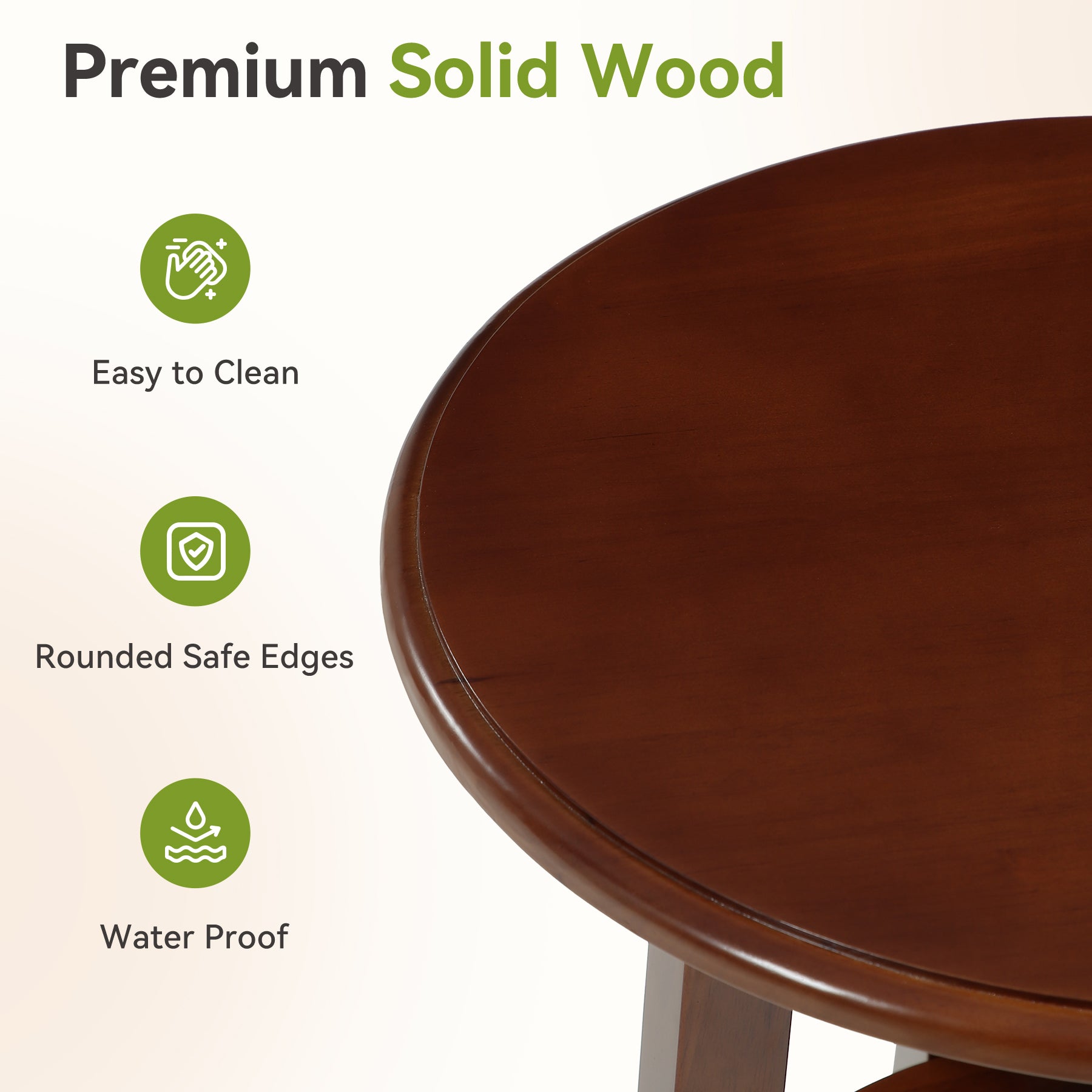 Tribesigns Table d’Appoint Ronde Vintage en Bois Massif à 2 Niveaux, Pieds Courbés, Ø 50 x H 60 cm
