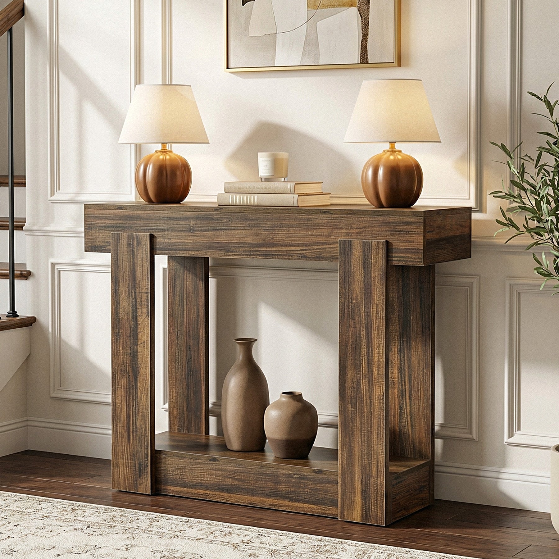Tribesigns Console de 105 cm avec Étagère, Table d’Entrée Étroite Style Campagne