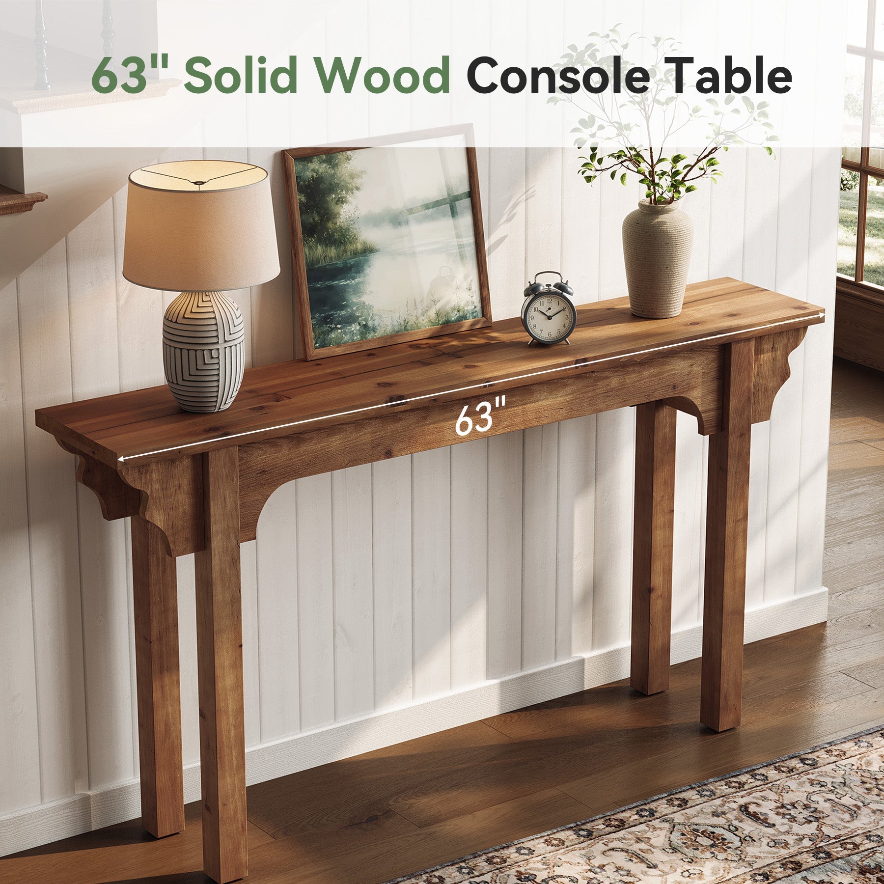 Tribesigns Console de 160 cm, Table d’Entrée en Bois Massif pour Salon