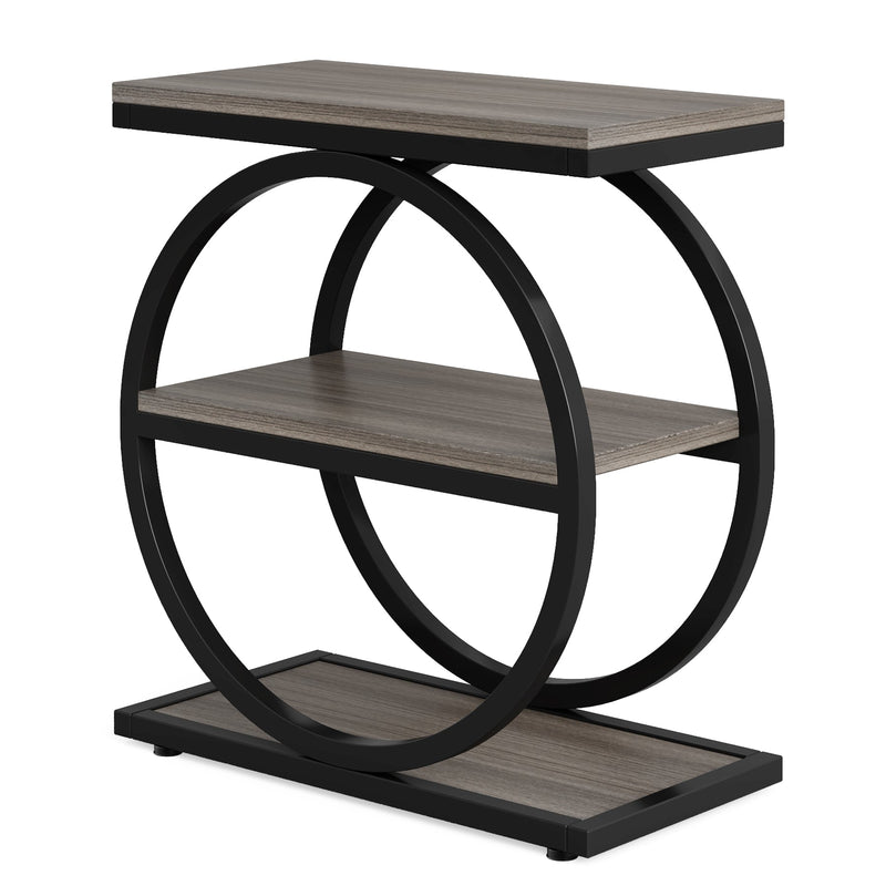 Tribesigns 3-laags Bijzettafel, Salontafel met Zwart Metalen Frame
