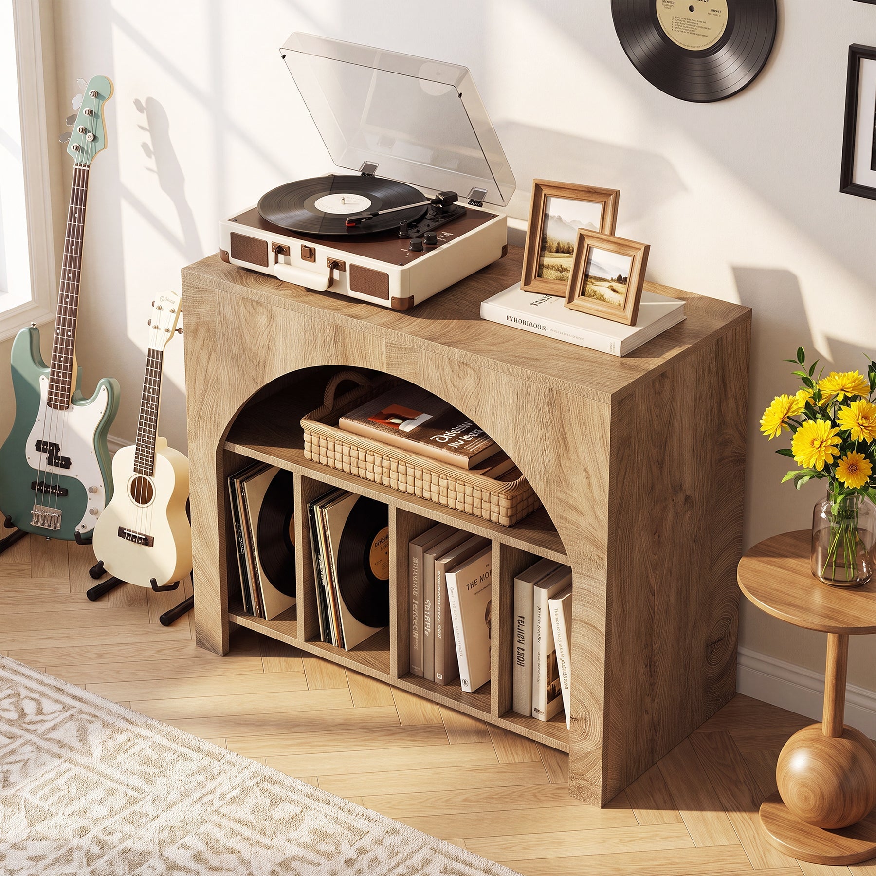 Tribesigns Meuble pour Platine Vinyle avec Rangement pour Disques