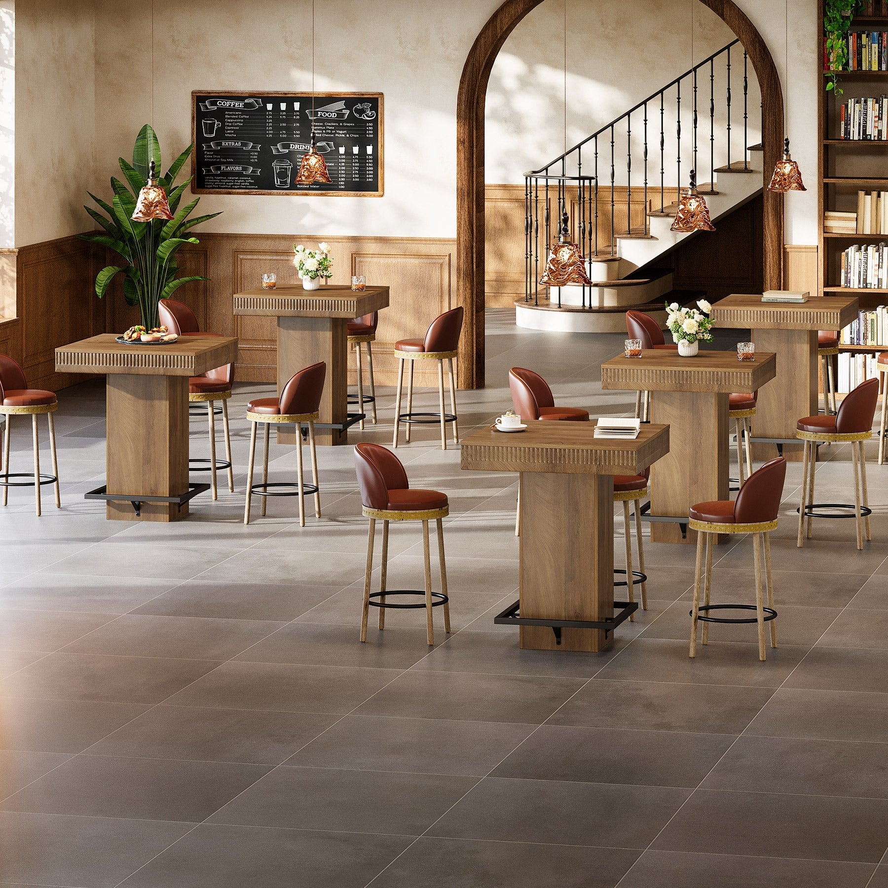 Tribesigns Vierkante Bartafel 80cm met Houten Blad en Metalen Onderstel, Industriële Bistrotafel