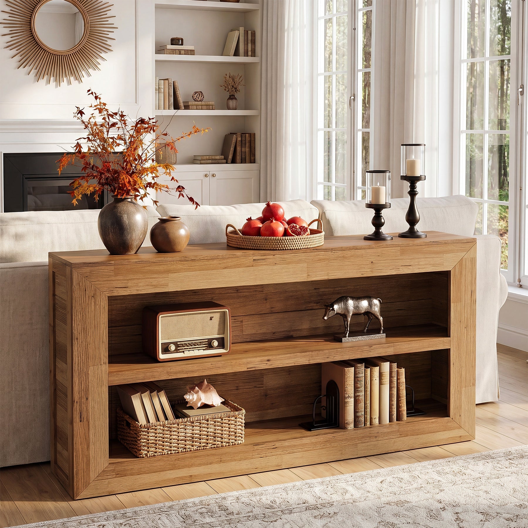 Tribesigns Console de 160 cm, Table de Canapé avec Rangement Ouvert à 2 Niveaux