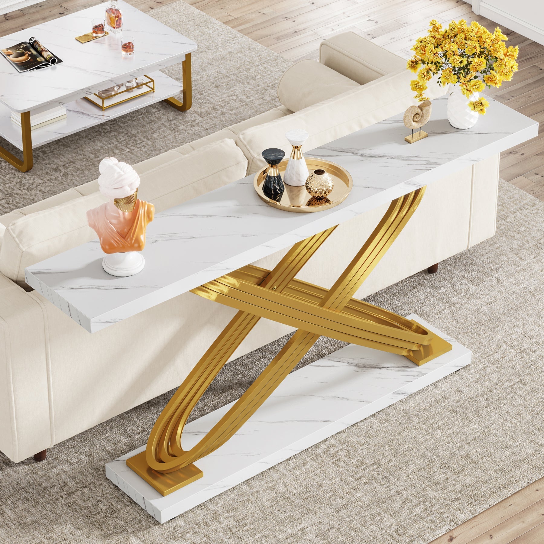 Tribesigns Console, Moderne 140 cm Marmeren Entreetable