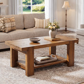 Tribesigns Table Basse Rectangulaire en Bois Massif de 120 cm avec Étagère 3