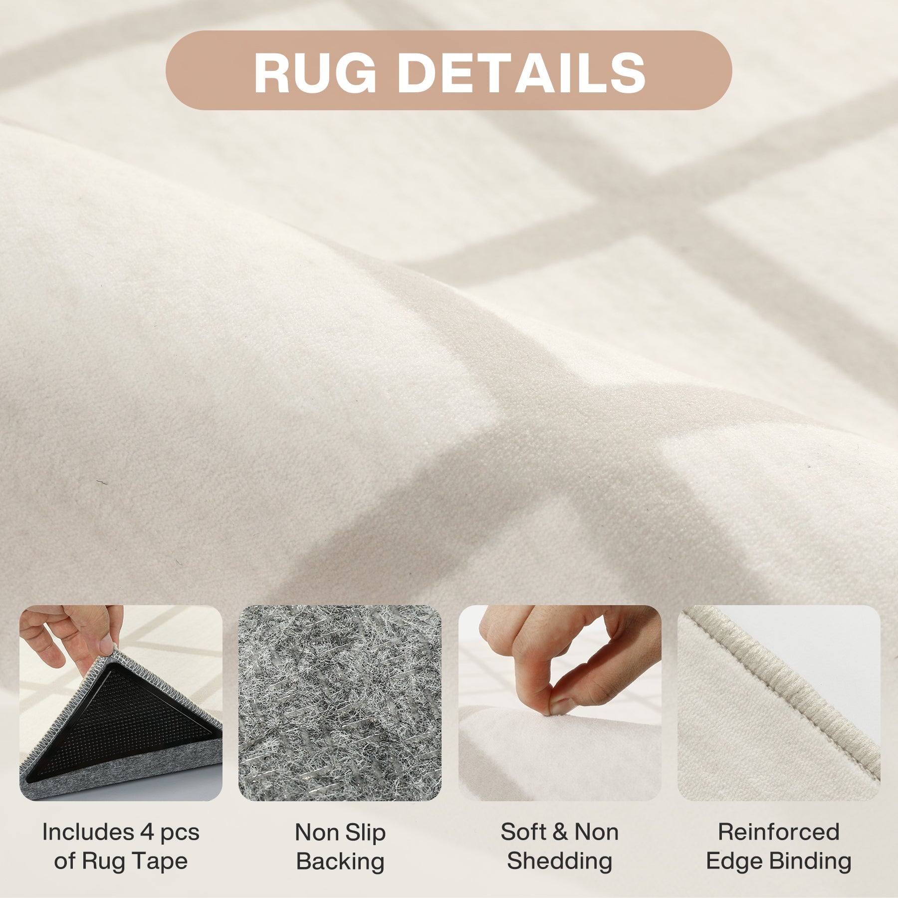 Tribesigns Tapis Moderne à Carreaux, Tapis Lavable à Damier, Doux et Antidérapant pour Salon, Certifié OEKO-TEX