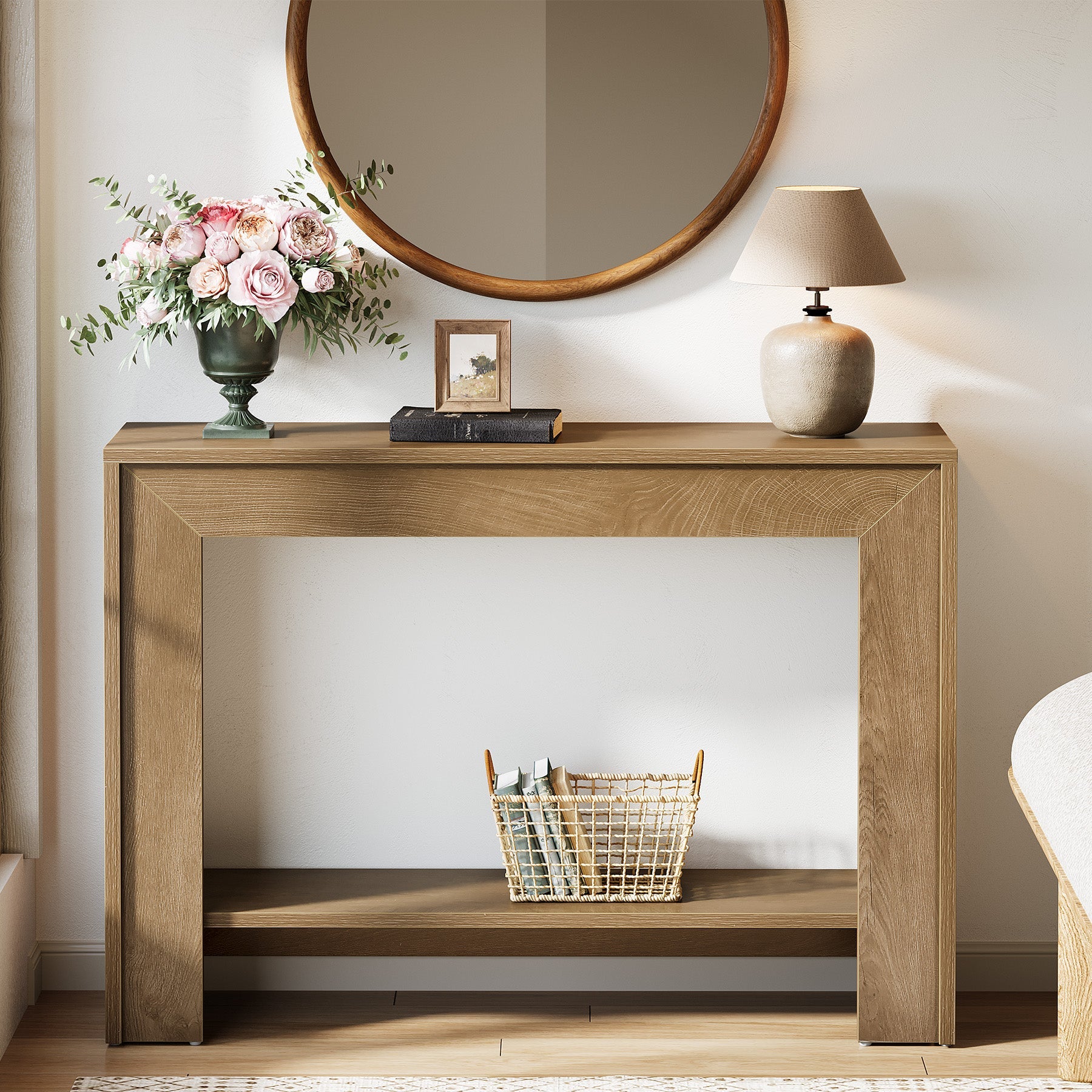 Tribesigns Console Étroite de 105 cm avec Rangements Ouverts, Idéale pour Entrée et Salon